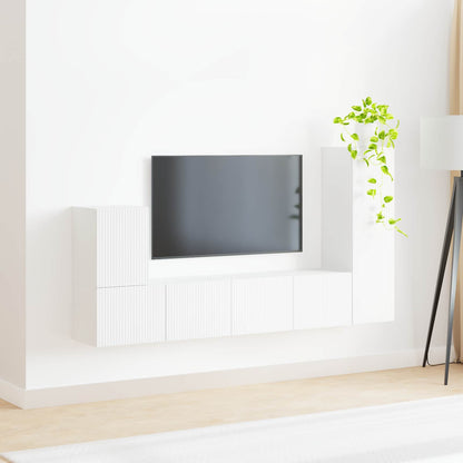vidaXL TV Cabinet Set Wall-mounted 3 pcs White Engineered Wood