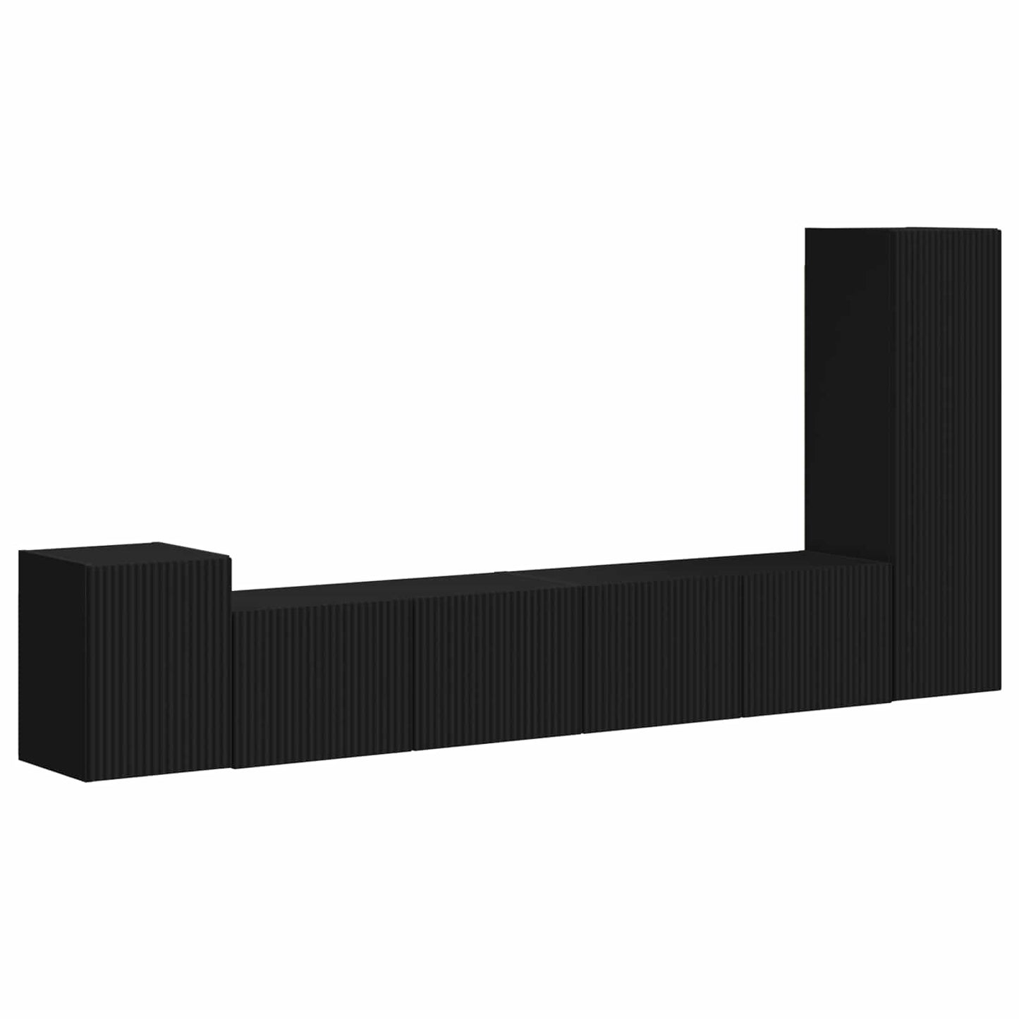 vidaXL TV Cabinet Set Wall-mounted 3 pcs Black Engineered Wood