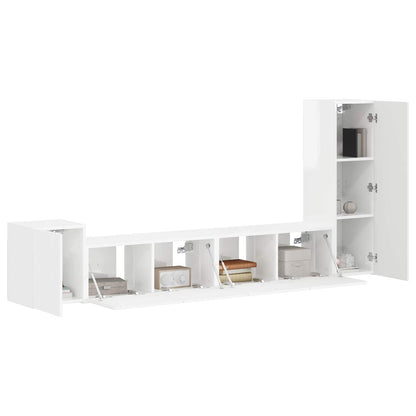 vidaXL TV Cabinet Set 3 pcs High Gloss White Engineered Wood
