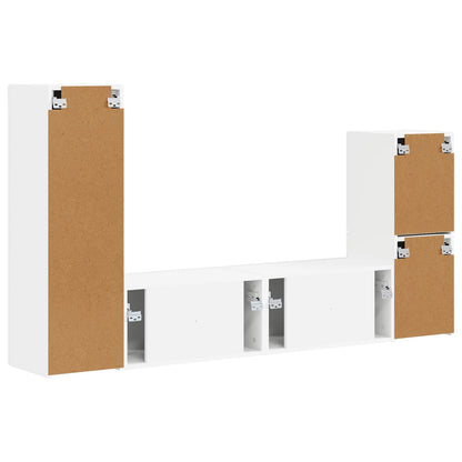 vidaXL TV Cabinet Set Wall-mounted 4 pcs White Engineered Wood