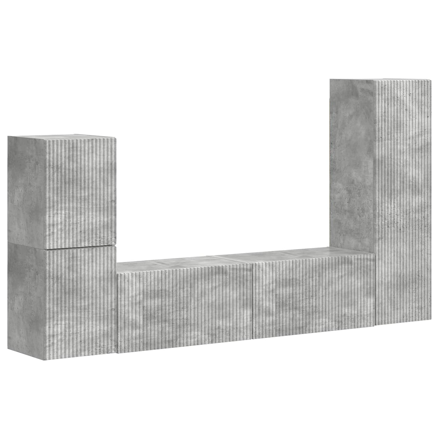 vidaXL TV Cabinet Set Wall-mounted 4 pcs Concrete Grey Engineered Wood