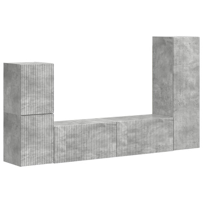 vidaXL TV Cabinet Set Wall-mounted 4 pcs Concrete Grey Engineered Wood