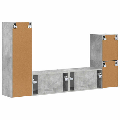 vidaXL TV Cabinet Set Wall-mounted 4 pcs Concrete Grey Engineered Wood