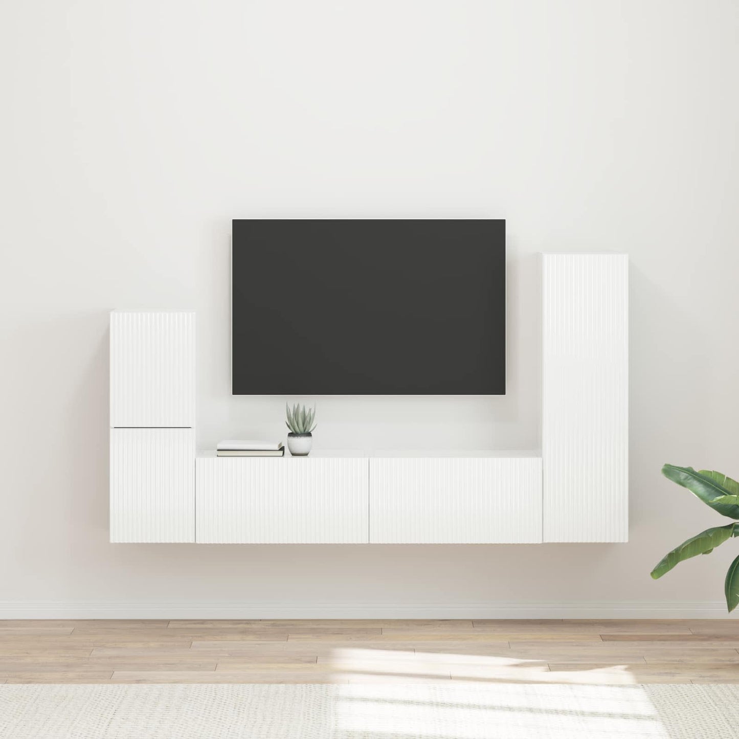 vidaXL TV Cabinet Set 4 pcs High Gloss White Engineered Wood