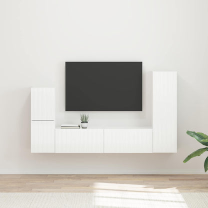 vidaXL TV Cabinet Set 4 pcs High Gloss White Engineered Wood