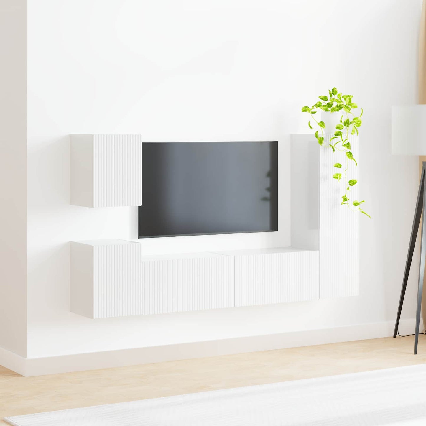 vidaXL TV Cabinet Set 4 pcs High Gloss White Engineered Wood