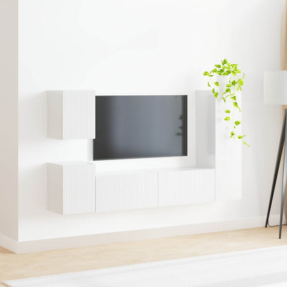 vidaXL TV Cabinet Set 4 pcs High Gloss White Engineered Wood