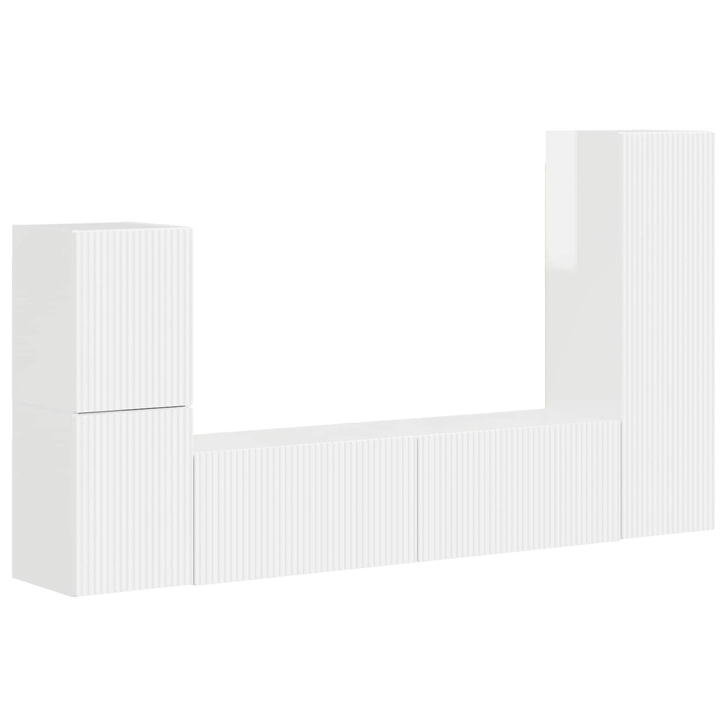 vidaXL TV Cabinet Set 4 pcs High Gloss White Engineered Wood