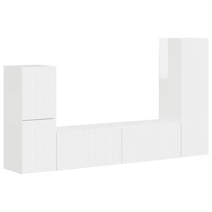 vidaXL TV Cabinet Set 4 pcs High Gloss White Engineered Wood