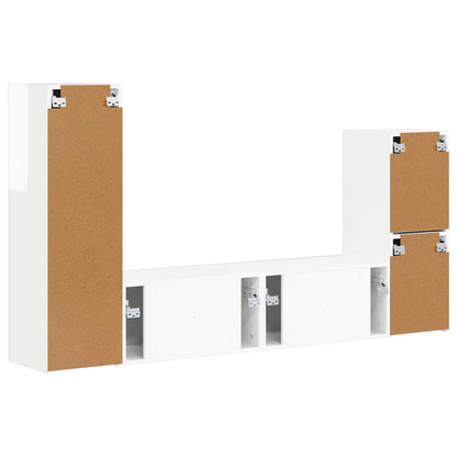vidaXL TV Cabinet Set 4 pcs High Gloss White Engineered Wood