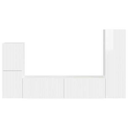 vidaXL TV Cabinet Set 4 pcs High Gloss White Engineered Wood