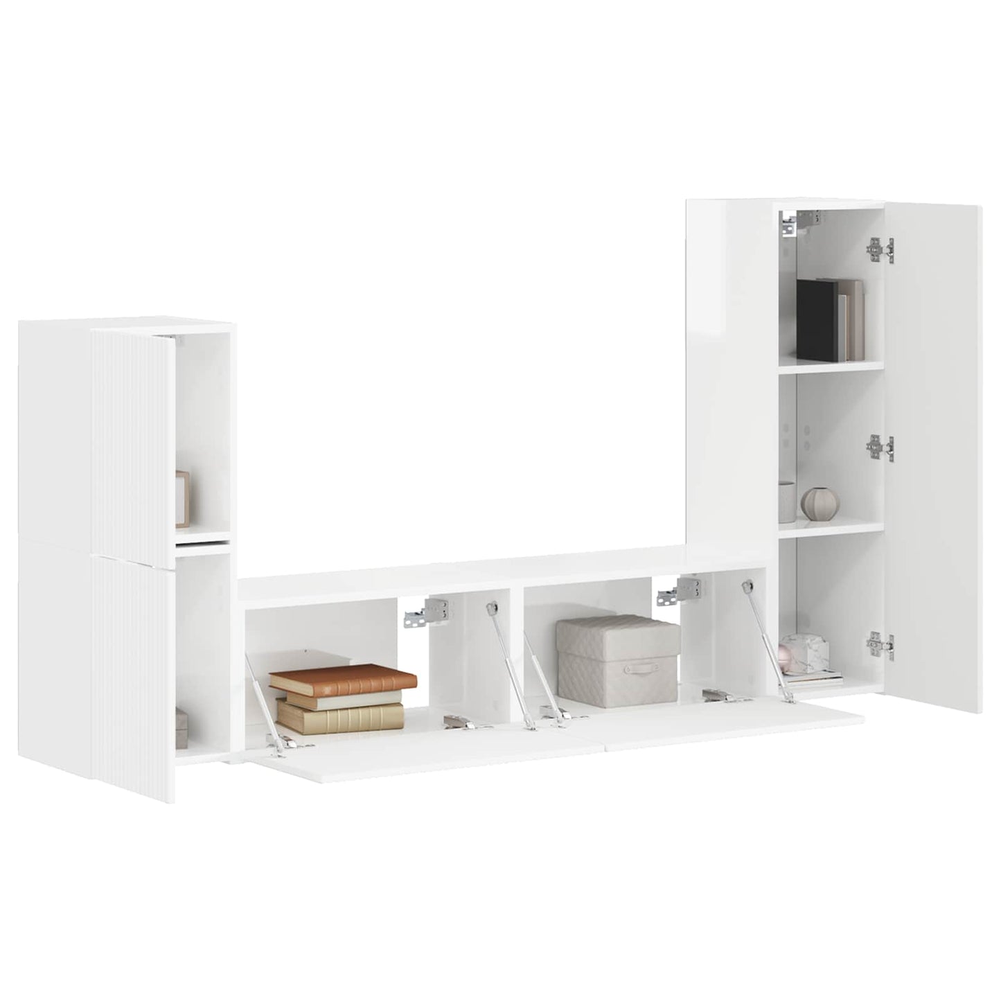 vidaXL TV Cabinet Set 4 pcs High Gloss White Engineered Wood