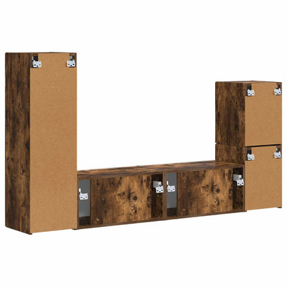 vidaXL TV Cabinet Set Wall-mounted 4 pcs Smoked Oak Engineered Wood