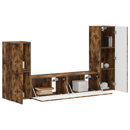 vidaXL TV Cabinet Set Wall-mounted 4 pcs Smoked Oak Engineered Wood