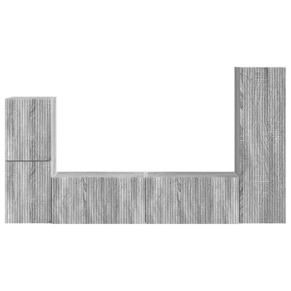 vidaXL TV Cabinet Set Wall-mounted 4 pcs Grey Sonoma Engineered Wood