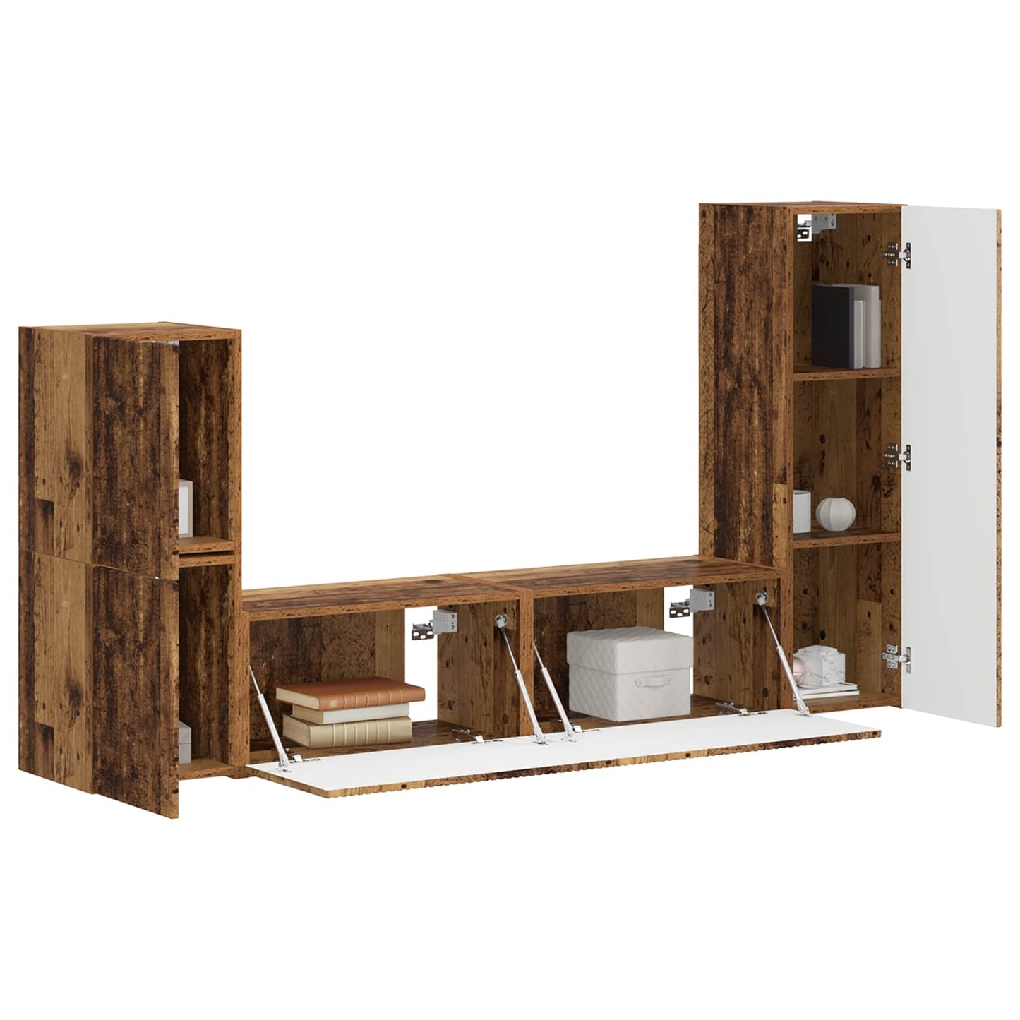vidaXL TV Cabinet Set Wall-mounted 4 pcs Old Wood Engineered Wood