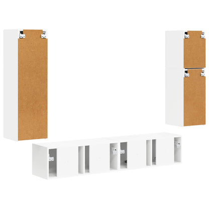 vidaXL TV Cabinet Set Wall-mounted 4 pcs White Engineered Wood