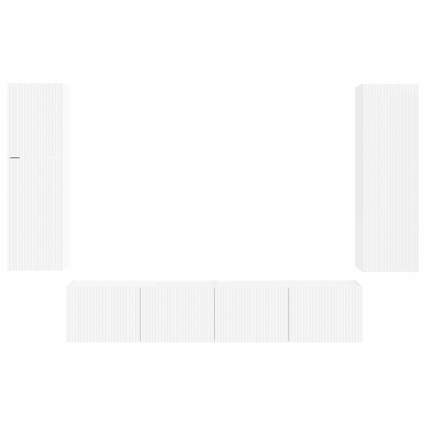 vidaXL TV Cabinet Set Wall-mounted 4 pcs White Engineered Wood