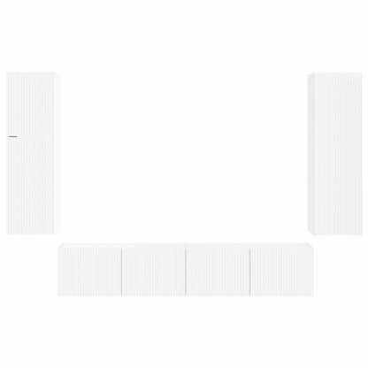 vidaXL TV Cabinet Set Wall-mounted 4 pcs White Engineered Wood
