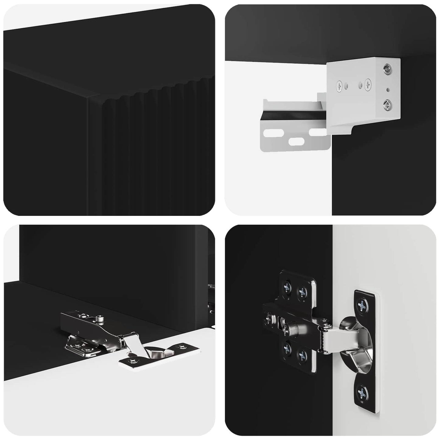 vidaXL TV Cabinet Set Wall-mounted 4 pcs Black Engineered Wood