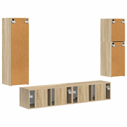 vidaXL TV Cabinet Set Wall-mounted 4 pcs Sonoma Oak Engineered Wood