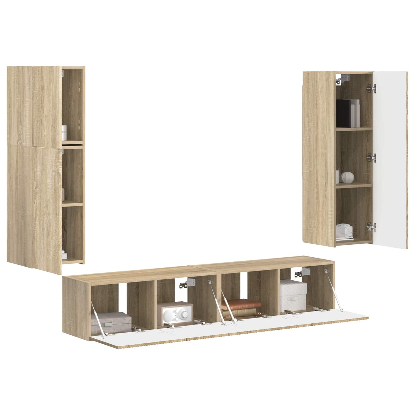 vidaXL TV Cabinet Set Wall-mounted 4 pcs Sonoma Oak Engineered Wood