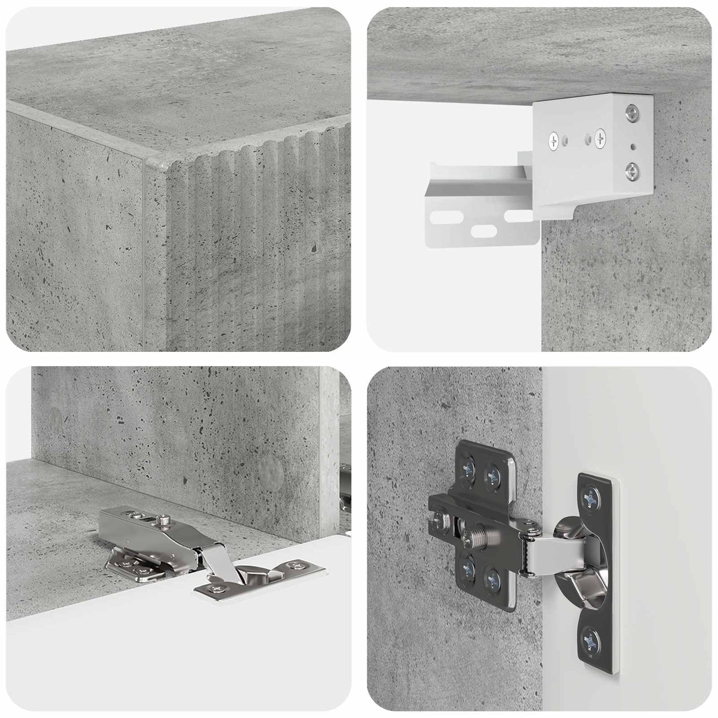 vidaXL TV Cabinet Set Wall-mounted 4 pcs Concrete Grey Engineered Wood