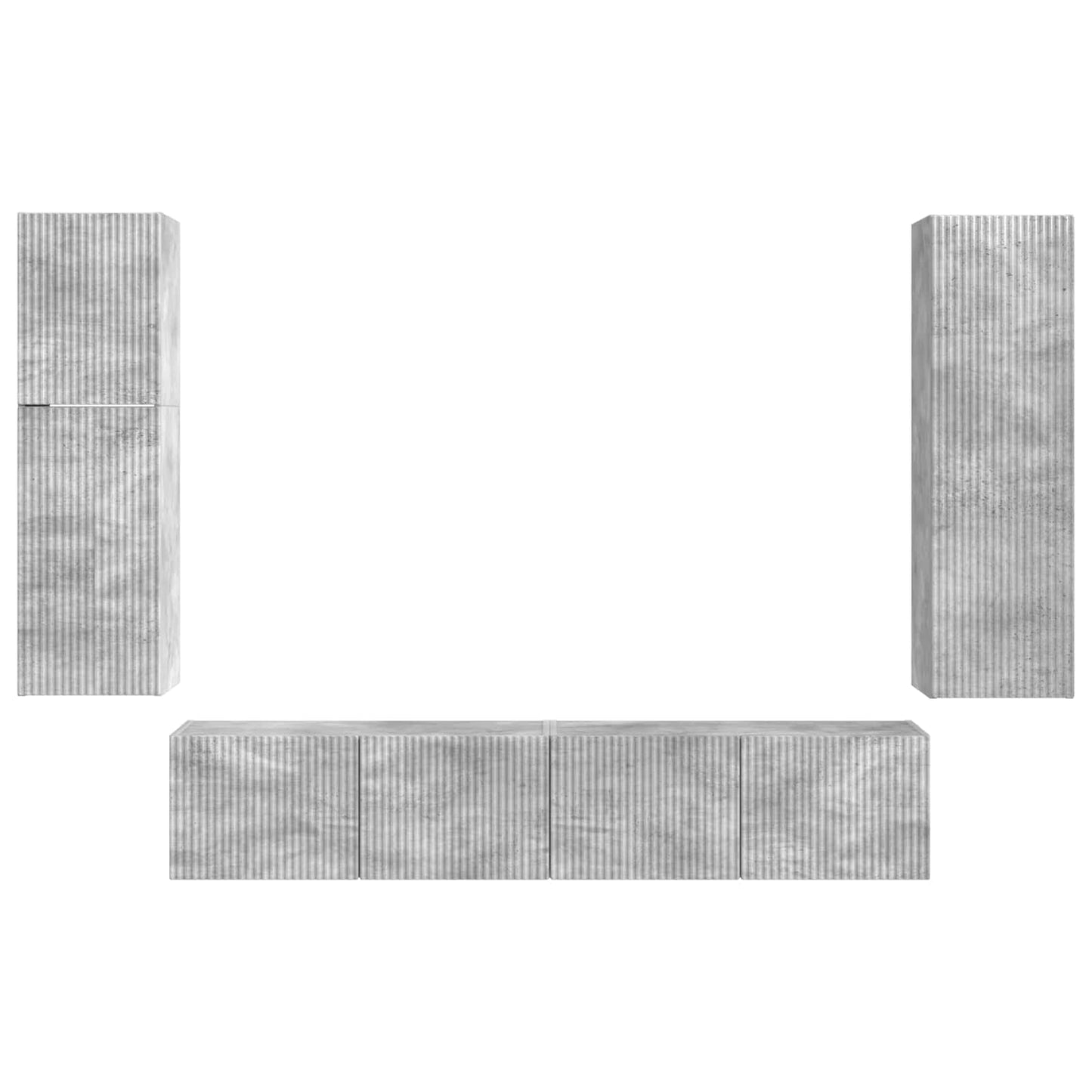 vidaXL TV Cabinet Set Wall-mounted 4 pcs Concrete Grey Engineered Wood