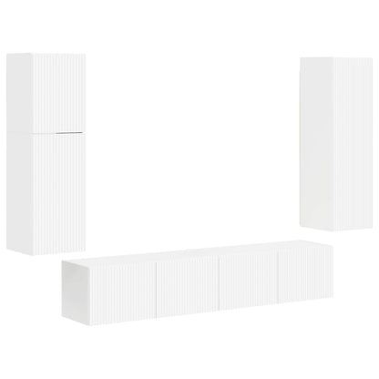 vidaXL TV Cabinet Set 4 pcs High Gloss White Engineered Wood