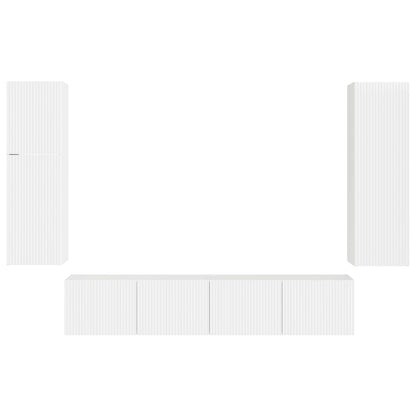 vidaXL TV Cabinet Set 4 pcs High Gloss White Engineered Wood