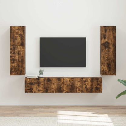 vidaXL TV Cabinet Set Wall-mounted 4 pcs Smoked Oak Engineered Wood