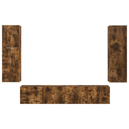 vidaXL TV Cabinet Set Wall-mounted 4 pcs Smoked Oak Engineered Wood