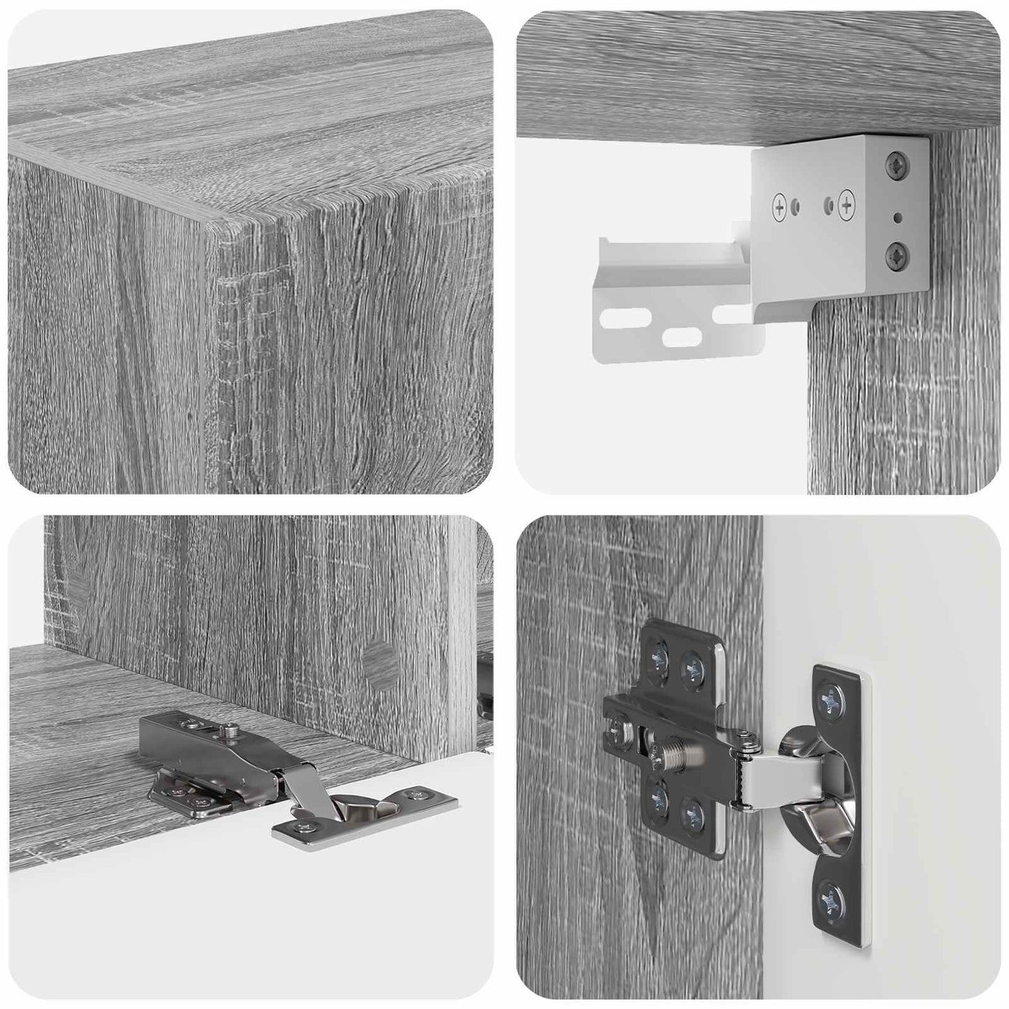 vidaXL TV Cabinet Set Wall-mounted 4 pcs Grey Sonoma Engineered Wood