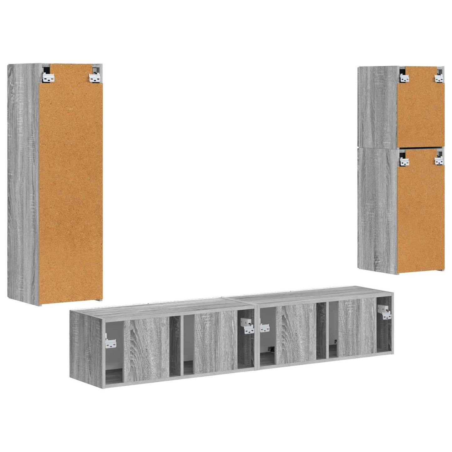 vidaXL TV Cabinet Set Wall-mounted 4 pcs Grey Sonoma Engineered Wood