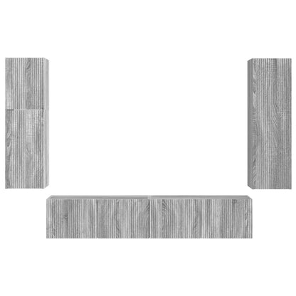 vidaXL TV Cabinet Set Wall-mounted 4 pcs Grey Sonoma Engineered Wood