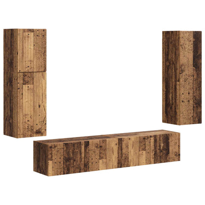 vidaXL TV Cabinet Set Wall-mounted 4 pcs Old Wood Engineered Wood