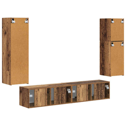 vidaXL TV Cabinet Set Wall-mounted 4 pcs Old Wood Engineered Wood