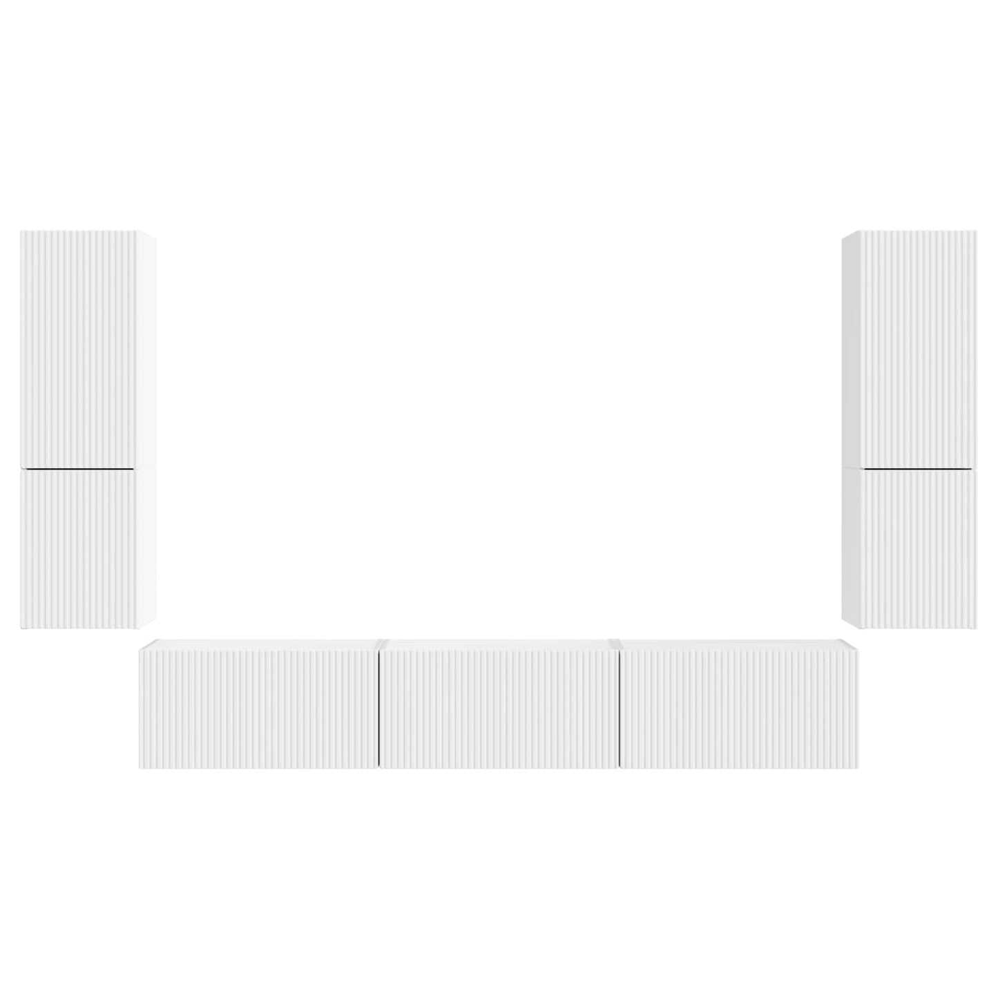 vidaXL TV Cabinet Set Wall-mounted 4 pcs White Engineered Wood