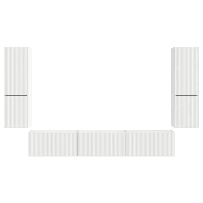 vidaXL TV Cabinet Set Wall-mounted 4 pcs White Engineered Wood