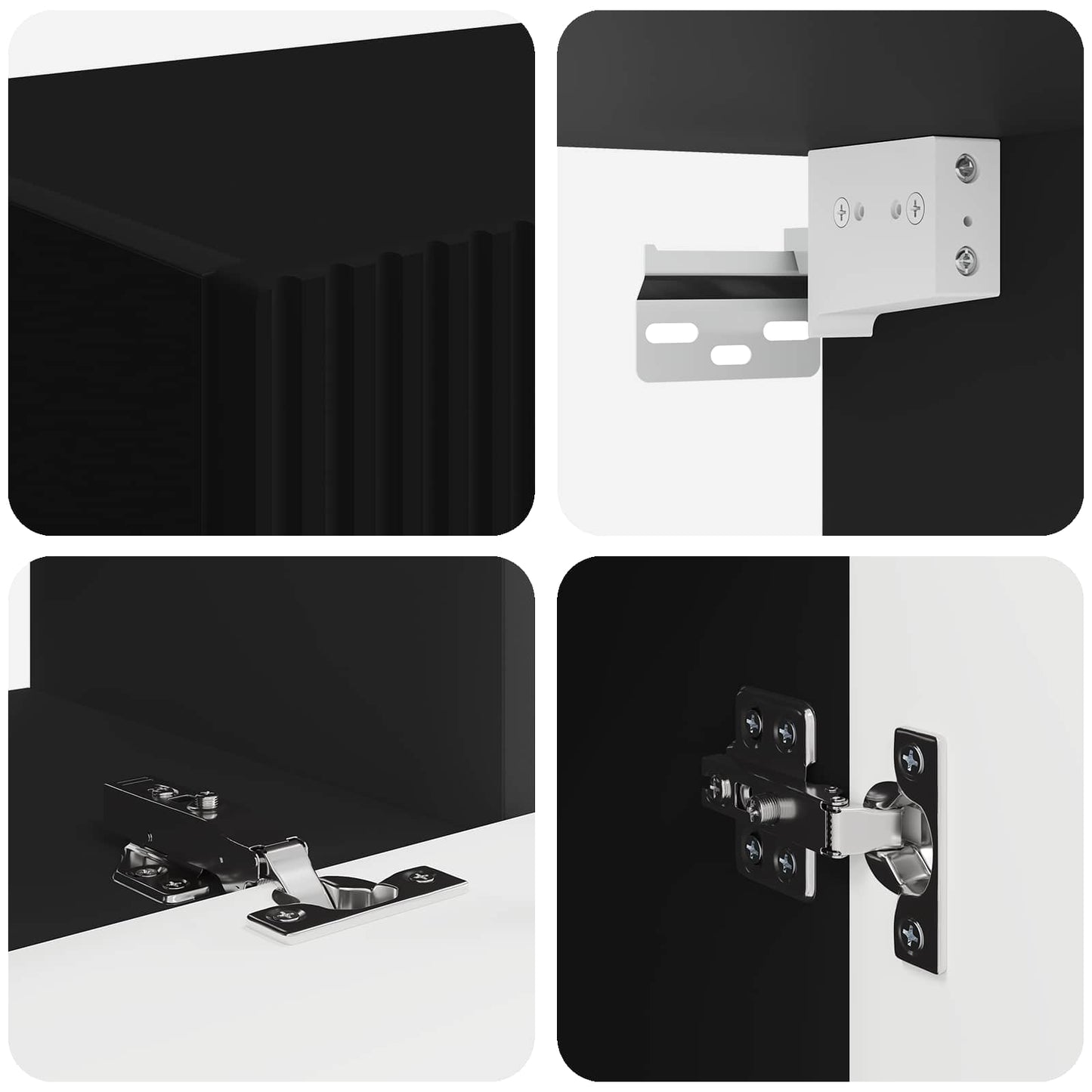 vidaXL TV Cabinet Set Wall-mounted 4 pcs Black Engineered Wood