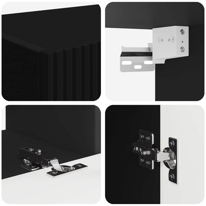 vidaXL TV Cabinet Set Wall-mounted 4 pcs Black Engineered Wood