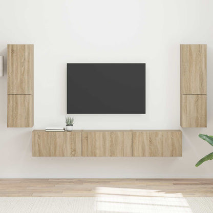 vidaXL TV Cabinet Set Wall-mounted 4 pcs Sonoma Oak Engineered Wood