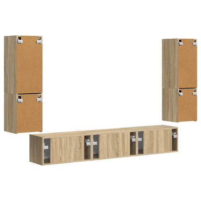 vidaXL TV Cabinet Set Wall-mounted 4 pcs Sonoma Oak Engineered Wood