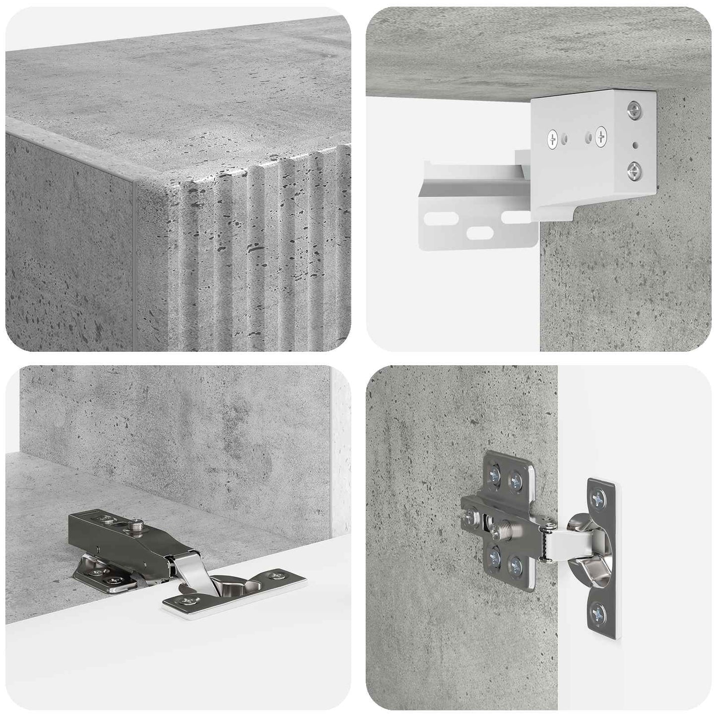 vidaXL TV Cabinet Set Wall-mounted 4 pcs Concrete Grey Engineered Wood