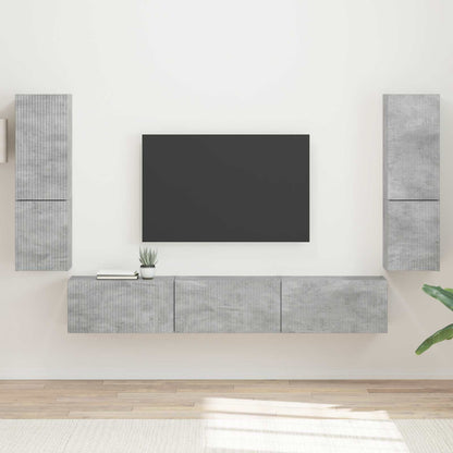 vidaXL TV Cabinet Set Wall-mounted 4 pcs Concrete Grey Engineered Wood