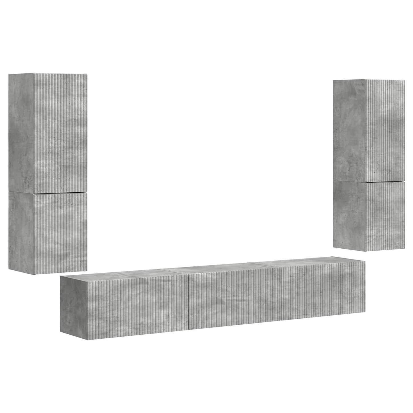 vidaXL TV Cabinet Set Wall-mounted 4 pcs Concrete Grey Engineered Wood