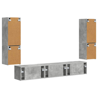 vidaXL TV Cabinet Set Wall-mounted 4 pcs Concrete Grey Engineered Wood