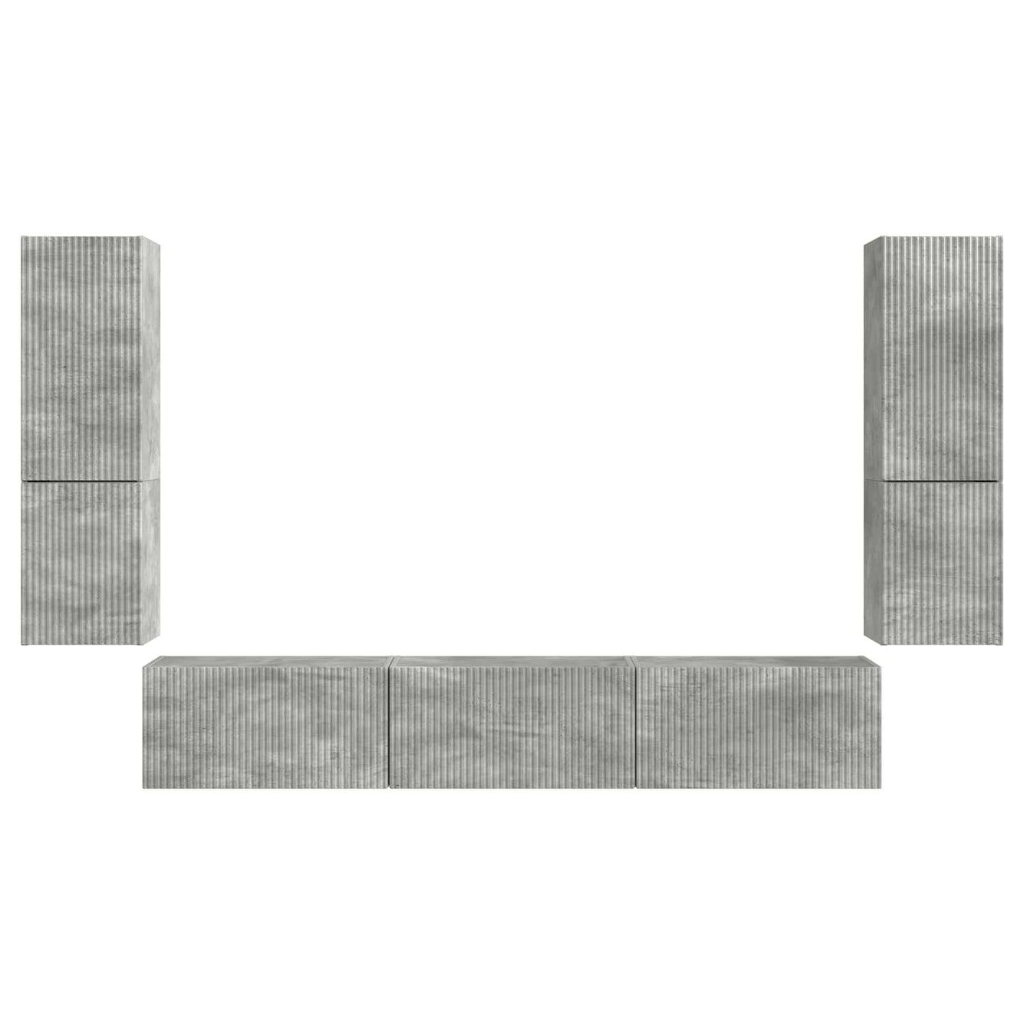 vidaXL TV Cabinet Set Wall-mounted 4 pcs Concrete Grey Engineered Wood