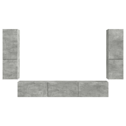vidaXL TV Cabinet Set Wall-mounted 4 pcs Concrete Grey Engineered Wood