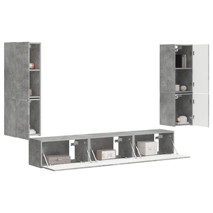 vidaXL TV Cabinet Set Wall-mounted 4 pcs Concrete Grey Engineered Wood